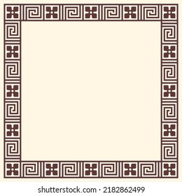 Borde de clave griega, marco cuadrado. Un antiguo serpentín decorativo, adorno de grecia con motivos geométricos repetidos. Marco rectangular fácil de hacer.