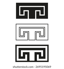Fronteras griegas clave. Repitiendo Elementos de meandro. Gráfico blanco negro. Ornamento antiguo Vector. EPS 10.