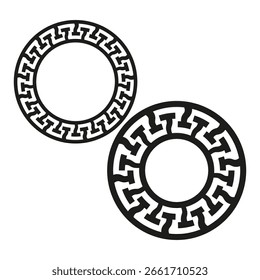 Greek key circles. Labyrinth pattern Vector. Geometric maze symbol. Ancient ornament illustration. EPS 10.