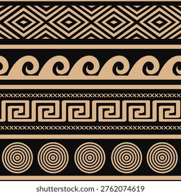 Greek Key and Decorative Border Seamless Pattern. Antique background. Vector Design Illustration