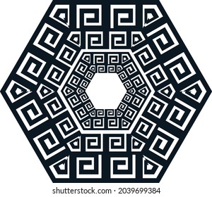 Greek key frame with background art