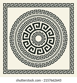 ギリシャ語のキーフレームコレクション。幾何学的なモチーフを繰り返し装飾古代の蛇行、ギリシャの境界装飾品セット。ベクター画像EPS10。
