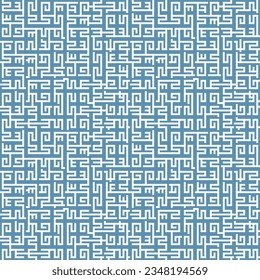 Greek key maze seamless fashion pattern. Ancient Mediterranean style fabric print texture. Blue and white.