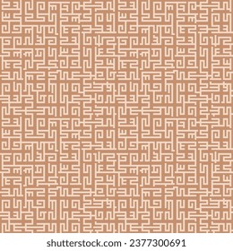 Greek key maze seamless fashion pattern. Ancient Mediterranean style fabric print texture. Brass colored.