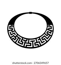 Greek Key Meander Pattern Statement Choker Necklace silhouette vector illustration