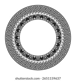 Greek key meanders. Geometric circle ornament. Greek vector round pattern. Patterns of Greece and ancient Rome. Greek vector pattern. Typical egyptian, assyrian and greek motives 