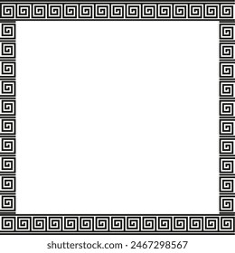Greek key pattern. Black and white design. Decorative border vector. Geometric frame.