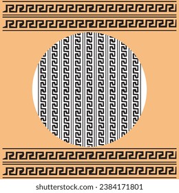 Greek Key Pattern and Chinese Material Border with Textile Clothes for Social Media Template Background.