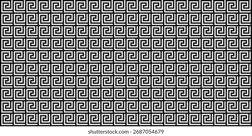 Patrón de clave griega. Fondo de patrón de meandro monocromo