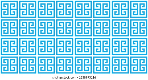 Greek Key Pattern | Repeating Design | Seamless Wallpaper Layout | Meander Decorative Graphic, Vector Background Illustration, Geometric Print