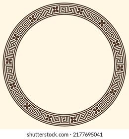 Greek key pattern, round frame. Decorative ancient meander, greece border ornament with repeated geometric motif. Vector EPS10.