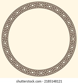 Greek key pattern, round frame. Decorative ancient meander, Greece border ornament with repeated geometric motif. Vector EPS10.