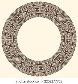 Greek key pattern, round frame. Decorative ancient meander, greece border ornament with repeated geometric motif. Vector EPS10.