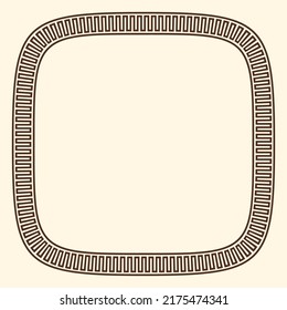 Greek key pattern, rounded square frame. Decorative ancient meander, greece border ornament with repeated geometric motif. Vector EPS10.
