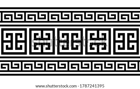 Greek key pattern seamless vector design - inspired by ancient Greece pottery art. Retro geometetric long vertical pattern, traditional vase decoration
 