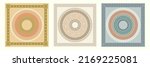 Greek key pattern, square and round frames collection. Decorative ancient meander, Greece border ornamental set with repeated geometric motif. Vector EPS10.