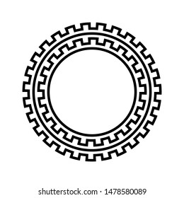 Greek key round frame. Greek border. Vector