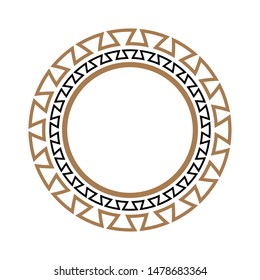 Greek key round frame. Greek border. Vector