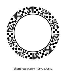 Greek key round frame. Greek border. Vector