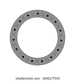 Greek key round frame. Greek border. Vector
