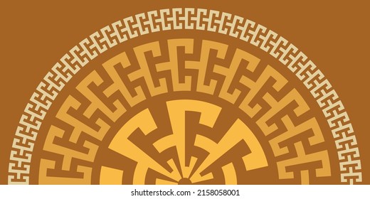 Greek key round frame collection. Decorative ancient meander, Greece border ornament set with repeated geometric motif. Vector EPS10.