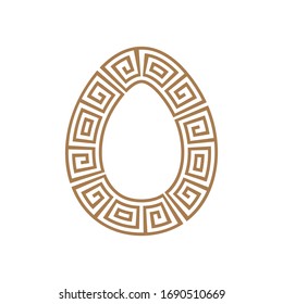 Greek key round frame egg. Greek border. Vector