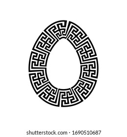 Greek key round frame egg. Greek border. Vector