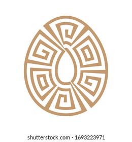 Greek key round frame egg. Greek border. Vector