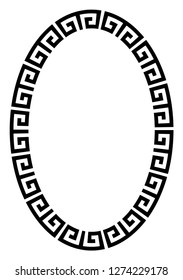 Greek key round frame. Typical egyptian, assyrian and greek motives circle border. Arabic geometric texture. Islamic Art. Abstract geometric. Vector and illustration.