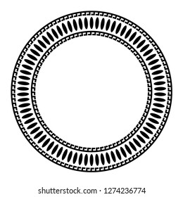 Greek key round frame. Typical egyptian, assyrian and greek motives circle border. Arabic geometric texture. Islamic Art. Abstract geometric. Vector and illustration.