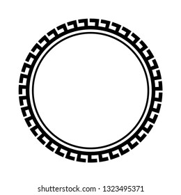 Greek key round frame. Typical egyptian, assyrian and greek motives circle border. Arabic geometric texture. Islamic Art. Abstract geometric. Vector and illustration.