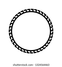 Greek key round frame. Typical egyptian, assyrian and greek motives circle border. Arabic geometric texture. Islamic Art. Abstract geometric. Vector and illustration.