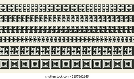 Recogida fluida de la clave griega de la frontera. Un antiguo y decorativo crujido, decorado en Grecia con repetidos motivos geométricos. EPS10 vectores.