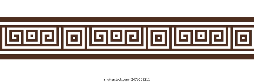 Patrón de borde sin fisuras clave griega. Mezclilla antigua decorativa, adorno de Grecia con motivos geométricos repetidos. Vector EPS10.