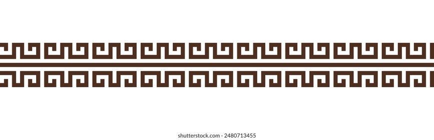 Greek key seamless border pattern collection. Decorative ancient meander, Greece ornament with repeated geometric motifs. Vector EPS10.