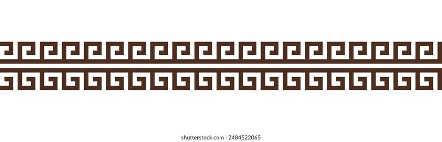 Greek key seamless border pattern collection. Decorative ancient meander, Greece ornament with repeated geometric motifs. Vector EPS10.