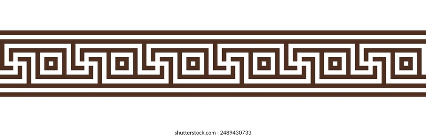 Greek key seamless border pattern collection. Decorative ancient meander, Greece ornament with repeated geometric motifs. Vector EPS10.