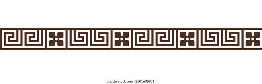 Greek key seamless border pattern collection. Decorative ancient meander, Greece ornament with repeated geometric motifs. Vector EPS10.