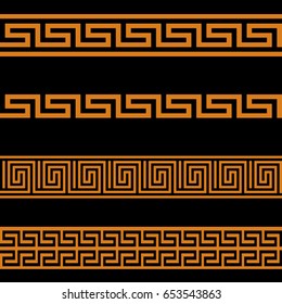 Greek Key Seamless Border Patterns Black. Vector.