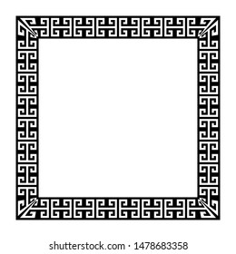 Greek key square frame. Greek border. Vector