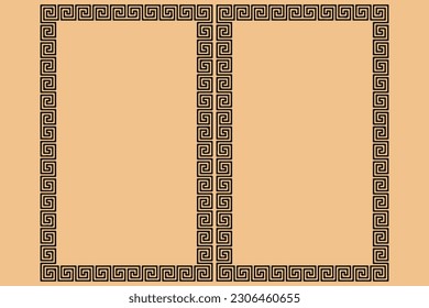 Greek key Versace pattern background in black and white. Vintage and retro abstract ornamental design. Simple flat Texile illustration.