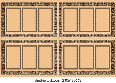 Greek key Versace pattern background in black and white. Vintage and retro abstract ornamental design. Simple flat Texile illustration.