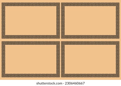 Greek key Versace pattern background in black and white. Vintage and retro abstract ornamental design. Simple flat Texile illustration.