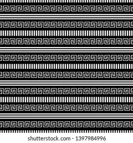 Greek keys mixed stripes pattern design, seamless and tileable