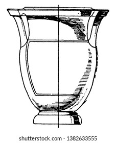 Greek Krater has columnar handles, Its a type of antique vase, used for mixing water and wine, vintage line drawing or engraving illustration.