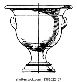 Greek Krater is a type of antique vase, that was typically used for mixing water and wine, vintage line drawing or engraving illustration.