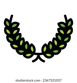 Greek laurel icon outline vector. Ancient temple. Pillar history color flat
