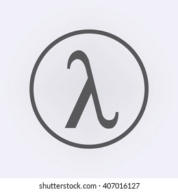 Greek letter lambda symbol in circle . Vector illustration