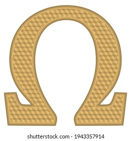 Greek Letter Omega With 3D Pattern Vector Illustration. Omega Symbol Isolated On White background. Ohm Icon
