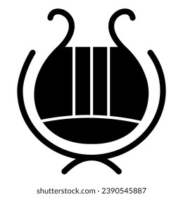 Icono sólido de instrumento de liras griegas. Ilustración vectorial de instrumentos de la lira antigua aislada en blanco. Diseño de estilo glifo de instrumentos musicales, diseñado para web y aplicación. Eps 10